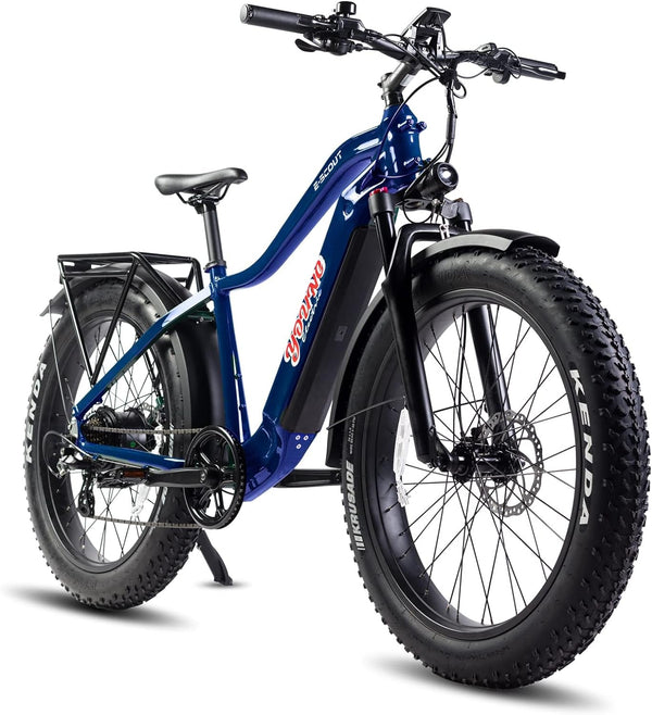 Young Electric Bike E-Scout, 750W Motor 48V 15Ah Battery up to 60 Miles 28MPH, 26''X4.0'' Fat Tire Mountain Snow Beach Off-Road Adult Ebike