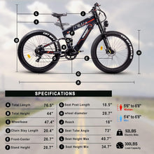 35MPH Electric Bike for Adults, 1000W BAFANG Motor(Peak 1600W) 27AH Dual Battery 26”Fat Tire Mountain E-Bikes Full Suspension Long Range Ebike