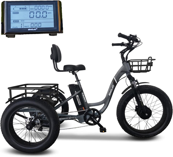 Caddy Pro 500W 20 X 4.0 Inch Fat Tire Electric Tricycle for Adults Hydraulic Disk Brakes Ebike Trike 7 Speed Pedal Assist 3 Wheel Electric Bike with