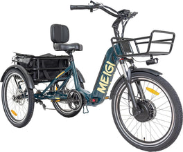 3 Wheel Electric Bicycle 750W Motor 48V 13AH Battery with Turn Signal Reserve Gear, Foldable 24