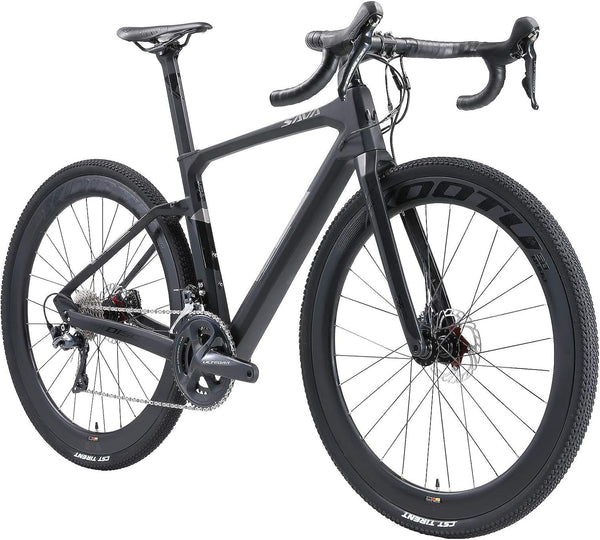 Carbon Gravel Road Bike, Hydraulic Disc Brake Gravel Bike 700Cx40C Trail Gravel Road Bike with R8000 Crankset 22 Speeds and 40C CST Tires