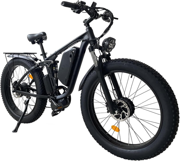 V3 plus Electric Bike for Adults with 2000W Dual Motor, 26" Fat Tire Shimano 7 Speed 30 MPH Commuter MTB, 48V 22.4AH Removable Battery, Full